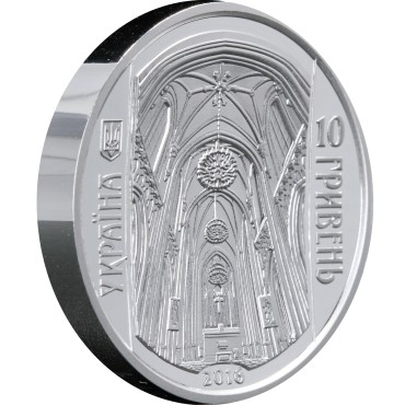 Срібна монета 1oz Костьол Святого Миколая (м.Київ) 10 гривень 2016 Україна