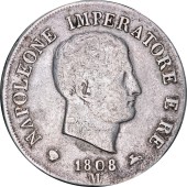 Серебряная монета 5 лир 1808 Италия