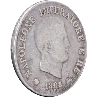 Срібна монета 5 лір 1808 Італія