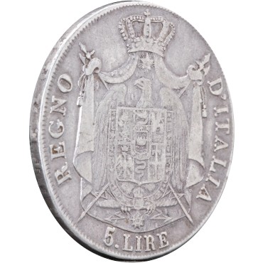 Срібна монета 5 лір 1808 Італія