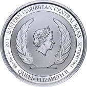 Серебряная монета 1oz Сент-Винсент и Гренадины 2 доллара 2019 Восточные Карибы