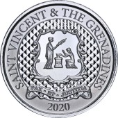 Серебряная монета 1oz Сент-Винсент и Гренадины 2 доллара 2020 Восточные Карибы
