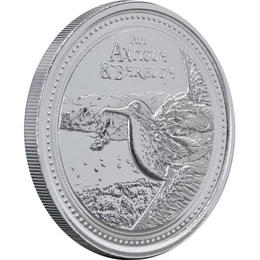 Серебряная монета 1oz Антигуа и Барбуда 2 доллара 2021 Восточные Карибы