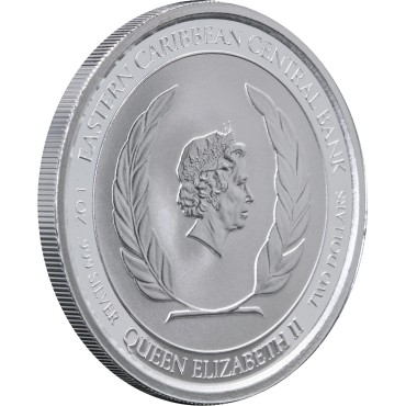 Серебряная монета 1oz Антигуа и Барбуда 2 доллара 2021 Восточные Карибы