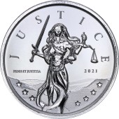Серебряная монета 1oz Юстиция 1 фунт 2021 Гибралтар
