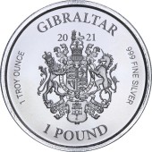 Срібна монета 1oz Юстиція 1 фунт 2021 Гібралтар