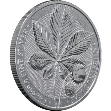 Срібний раунд 1oz Лист Каштана 5 марок 2021 Німеччина