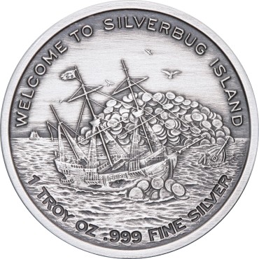 Срібний раунд 1oz Вир Острова Срібного жука 2017 США (Antique)