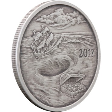 Срібний раунд 1oz Вир Острова Срібного жука 2017 США (Antique)