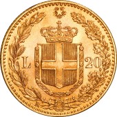 Золотая монета Умберто I 20 лир 1881 Италия