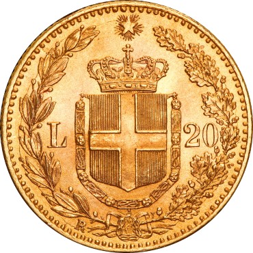 Золота монета Умберто I 20 лір 1881 Італія