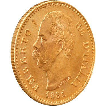 Золота монета Умберто I 20 лір 1881 Італія