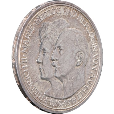 Серебряная монета "Анхальт-Дессау" 3 марки 1914 Германская империя