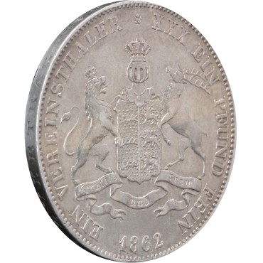 Срібна монета 1 Сюзний Талер 1862 Вюртемберг