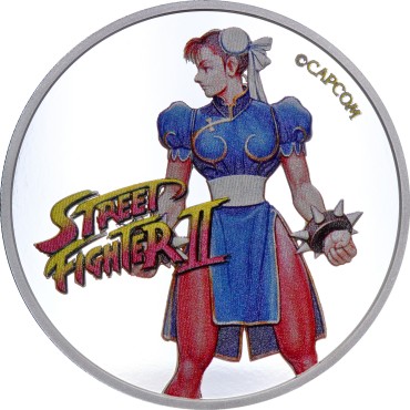 Срібна монета 1oz Вуличний Боєць II: Чун Лі 50 центів 2021 Фіджі (кольорова)