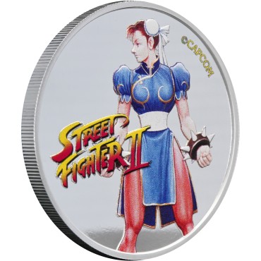 Срібна монета 1oz Вуличний Боєць II: Чун Лі 50 центів 2021 Фіджі (кольорова)