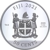 Срібна монета 1oz Вуличний Боєць II: М. Байсон 50 центів 2021 Фіджі (кольорова)