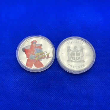 Серебряная монета 1oz Уличный Боец II: М. Байсон 50 центов 2021 Фиджи (цветная)
