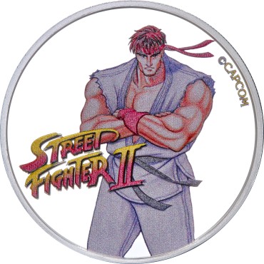 Серебряная монета 1oz Уличный Боец II: Рю 50 центов 2021 Фиджи (цветная)