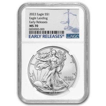 Срібна монета 1oz Американський Орел 1 долар 2022 США (NGC MS 70, Early Releases)