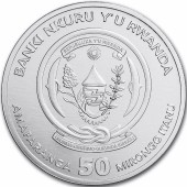 Серебряная монета 1oz Год Тигра 50 франков 2022 Руанда