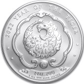 Серебряная монета 1oz Год Тигра 200 нгултрумов 2022 Бутан