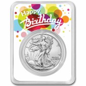 Серебряная монета 1oz Американский Орел 1 доллар 2022 США (С Днем Рождения)