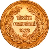 Золотая монета 100 куруш 1923 Турция