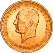 Золотая монета 100 куруш 1923 Турция