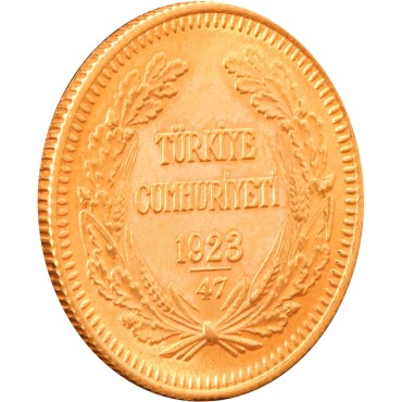 Золотая монета 100 куруш 1923 Турция