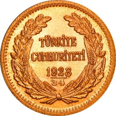 Золотая монета 100 куруш 1923 Турция