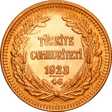 Золотая монета 100 куруш 1923 Турция