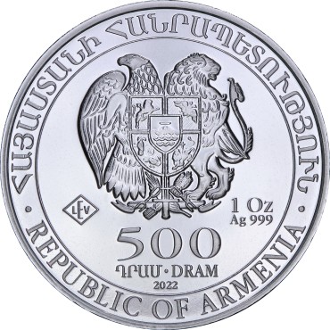 Срібна монета 1oz Ноїв Ковчег 500 драм 2022 Вірменія