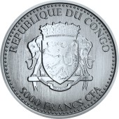 Серебряная монета 1oz Сильвербэк Горилла 5000 франков КФА 2018 Конго