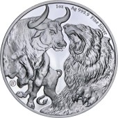 Серебряная монета 1oz Бык и Медведь 5 долларов 2022 Токелау