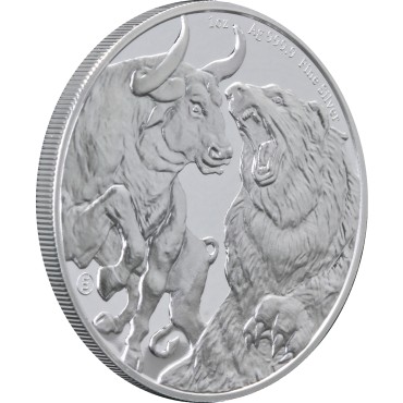 Срібна монета 1oz Бик та Ведмідь 5 доларів 2022 Токелау