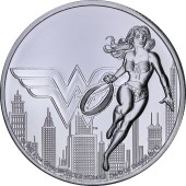 Серебряная монета 1oz Лига Справедливости Комиксов DC: Чудо-Женщина 2 доллара 2021 Ниуэ