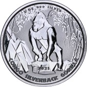 Серебряная монета 1oz Сильвербэк Горилла 5000 франков КФА 2021 Конго