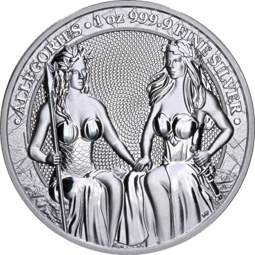 Серебряный раунд 1oz Аллегории Австрии и Германии 5 Марок 2021 Германия