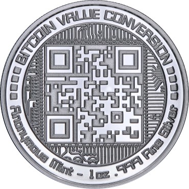 Серебряный раунд 1oz Биткоин QR Code США