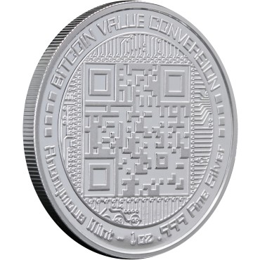 Серебряный раунд 1oz Биткоин QR Code США