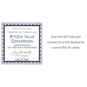 Серебряный раунд 1oz Биткоин QR Code США