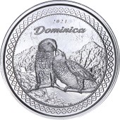Серебряная монета 1oz Доминика 2 доллара 2021 Восточные Карибы