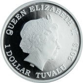 Серебряная монета 1oz Год Змеи "Богатство" 1 доллар 2013 Тувалу (цветная)
