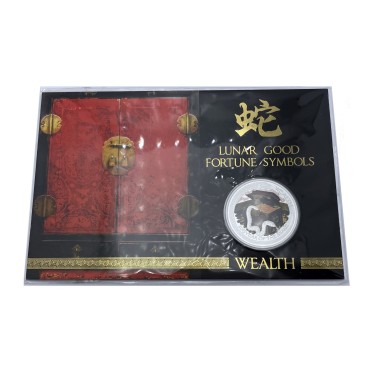 Серебряная монета 1oz Год Змеи "Богатство" 1 доллар 2013 Тувалу (цветная)