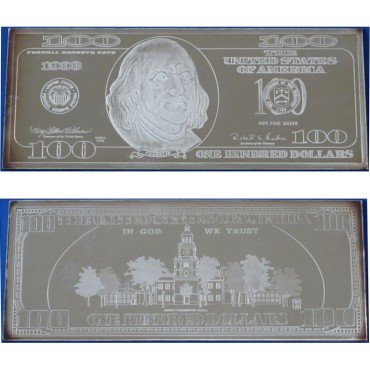 Срібна банкнота 4oz "100 доларів" 1998 США