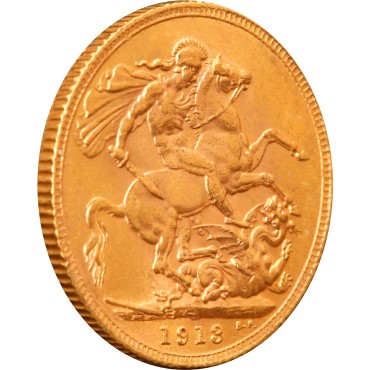 Золотая монета Соверен Георгия V 1913 Великобритания