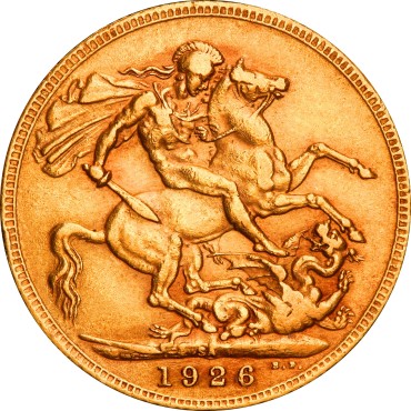 Золотая монета Соверен Георгия V 1926 Великобритания