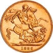 Золотая монета Соверен Виктории 1886 Великобритания