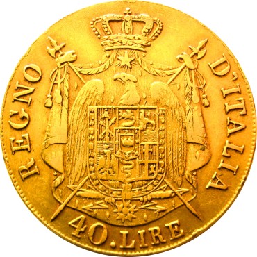Золотая монета Наполеон I 40 лир 1808 Италия